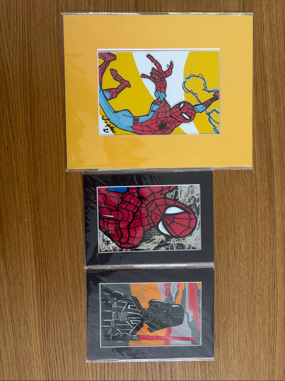 Matted art prints- Spiderman and Darth Vader